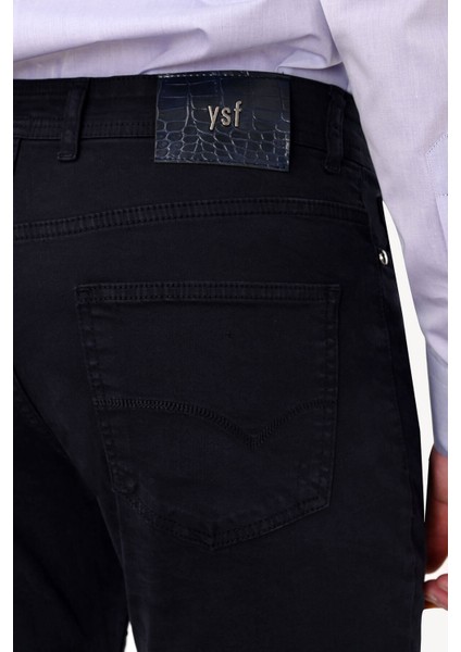 Erkek Lacivert Slim Fit Kanvas Pantolon