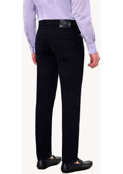 Erkek Lacivert Slim Fit Kanvas Pantolon