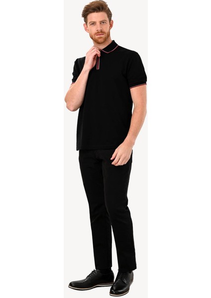 Erkek Siyah Fermuarlı Polo Yaka Regular Fit Tshirt modelleri