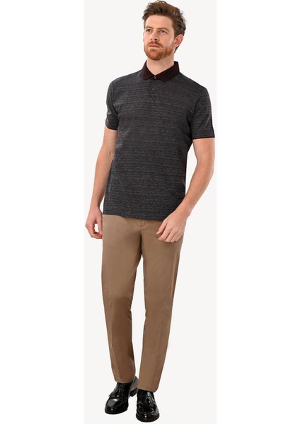 Erkek Gri Kahve Desenli Regular Fit Polo Yaka Tshirt fiyatları
