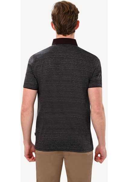 Erkek Gri Kahve Desenli Regular Fit Polo Yaka Tshirt indirimleri