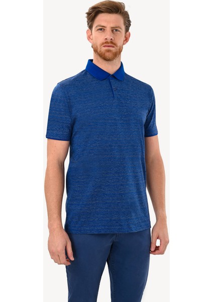 Erkek Lacivert Desenli Regular Fit Polo Yaka Tshirt