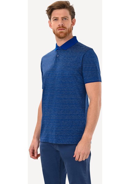 Erkek Lacivert Desenli Regular Fit Polo Yaka Tshirt fiyatları