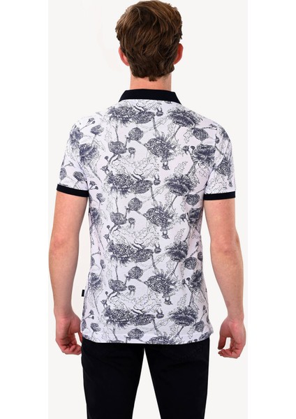 Erkek Beyaz Desenli Regular Fit Polo Yaka Tshirt indirimleri