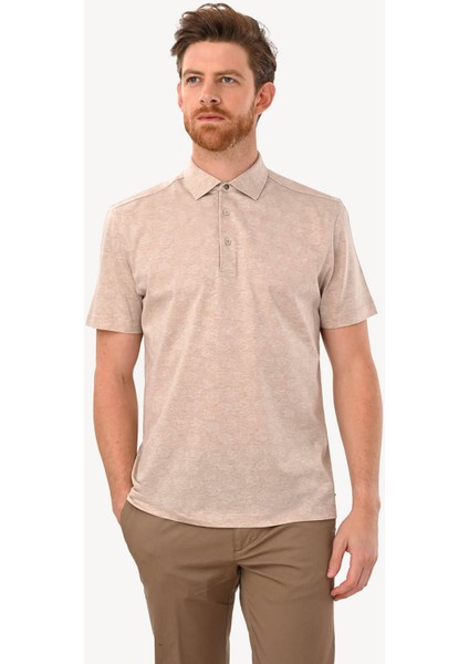 Erkek Bej Regular Fit Desenli Polo Yaka Tshirt fiyatları