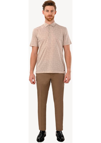 Erkek Bej Regular Fit Desenli Polo Yaka Tshirt modelleri