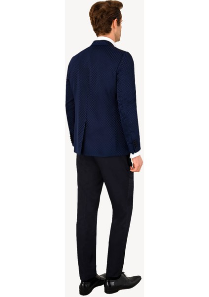Erkek Lacivert Kırlangıç Yaka Yelekli Desenli Slim Fit Damatlık indirimleri