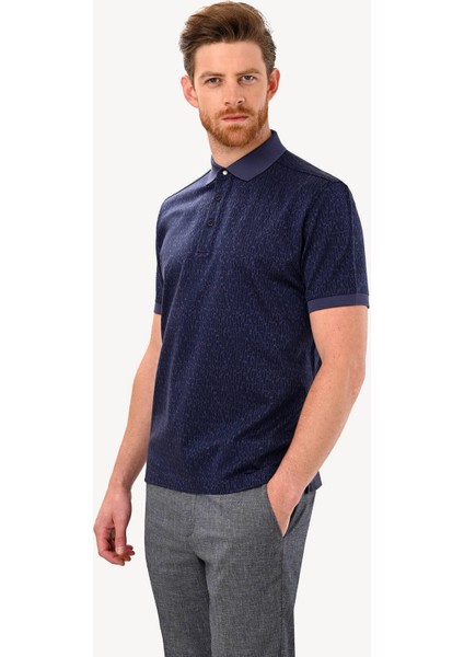 Erkek Lacivert Regular Fit Desenli Polo Yaka Tshirt fiyatları