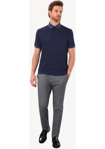 Erkek Lacivert Regular Fit Desenli Polo Yaka Tshirt modelleri