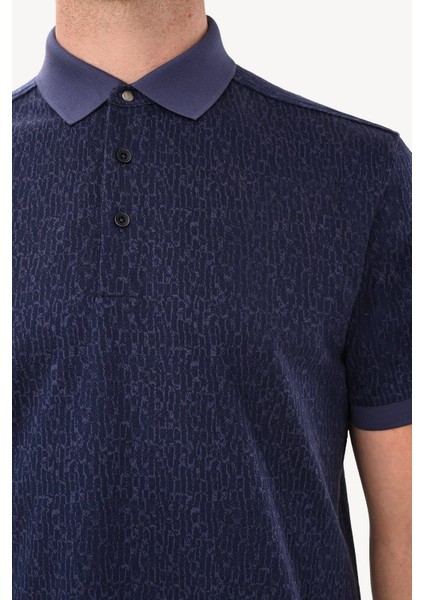 Erkek Lacivert Regular Fit Desenli Polo Yaka Tshirt fırsatları