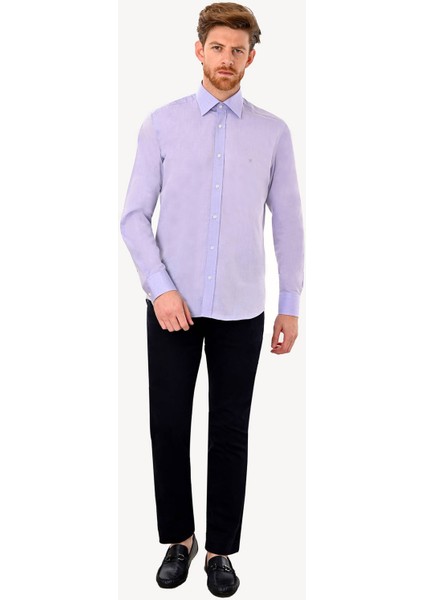 Erkek Lila Uzun Kol Slim Fit Saten Gömlek fiyatları
