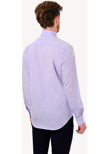 Erkek Lila Uzun Kol Slim Fit Saten Gömlek fırsatları