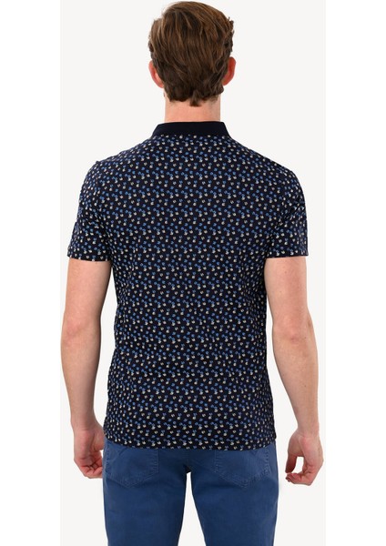 Erkek Lacivert Polo Yaka Desenli Tshirt indirimleri