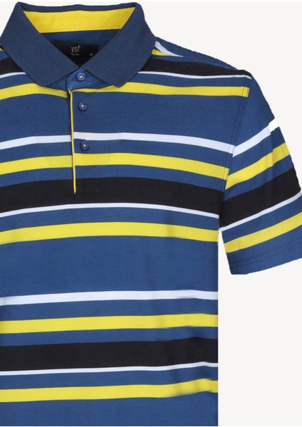 Erkek Lacivert Çizgili Polo Yaka Regular Fit Tshirts fiyatları