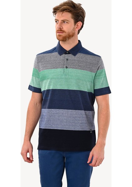 Erkek Lacivert Gri Çizgili Polo Yaka Regular Fit Tshirts fiyatları