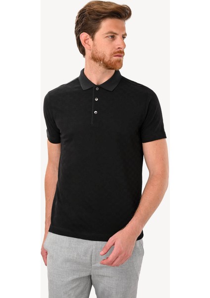 Erkek Siyah T-Shirt Polo Yaka