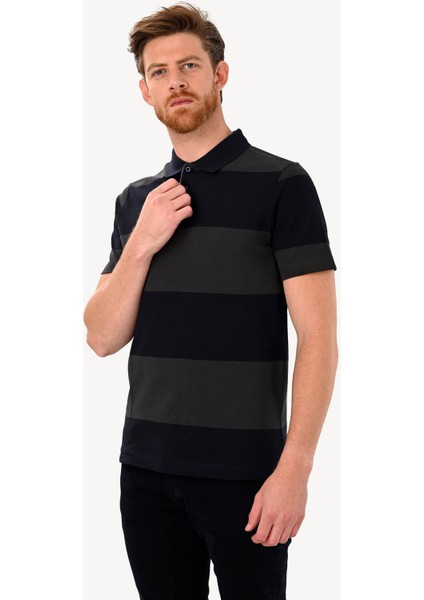 Erkek Lacivert Yeşil T-Shirt Polo Yaka