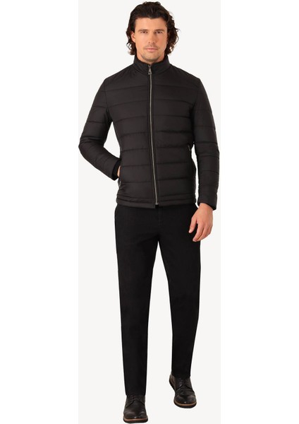 Erkek Siyah Slim Fit Kaban