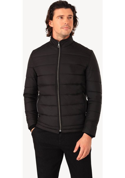 Erkek Siyah Slim Fit Kaban