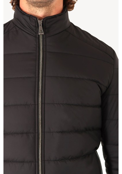 Erkek Siyah Slim Fit Kaban