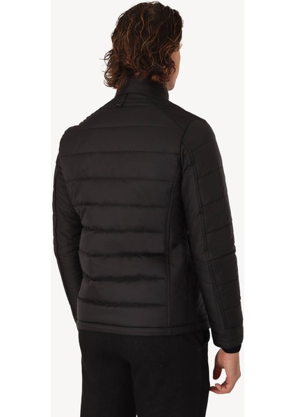 Erkek Siyah Slim Fit Kaban
