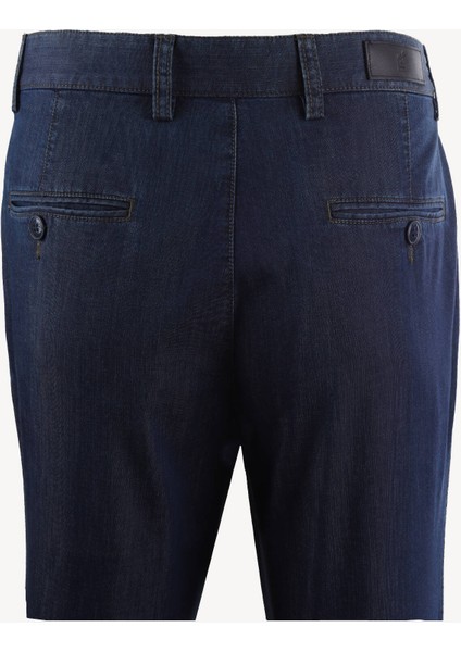 Erkek Lacivert Yandan Cepli Spor Kot Pantolon