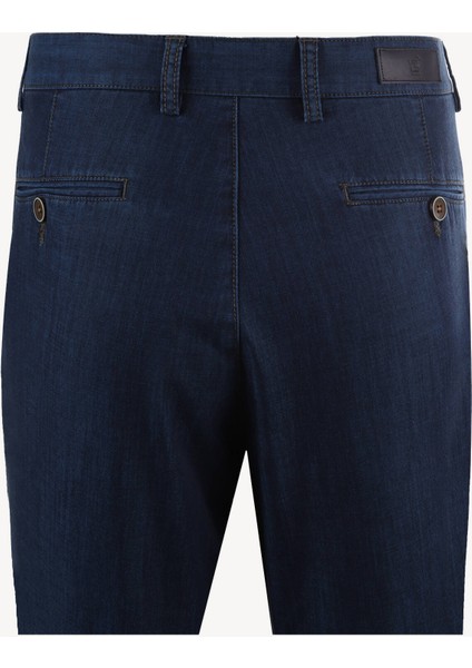 Erkek Lacivert Üstten Cepli Spor Kot Pantolon