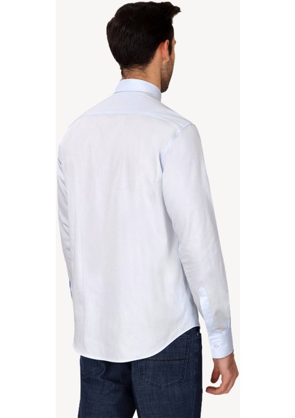 Erkek Açık Mavi Uzun Kol Slim Fit Saten Gömlek fırsatları