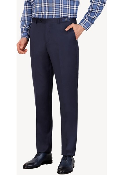 Erkek Lacivert Regular Fit Kumaş Pantolon