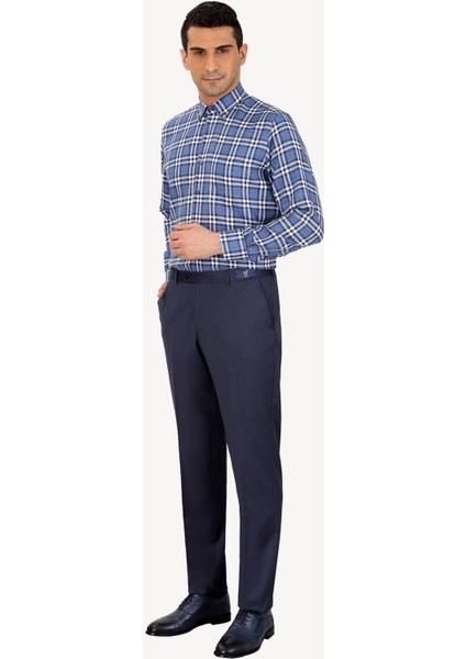 Erkek Lacivert Regular Fit Kumaş Pantolon