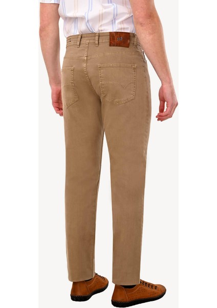 Erkek Camel Slim Fit Kanvas Pantolon