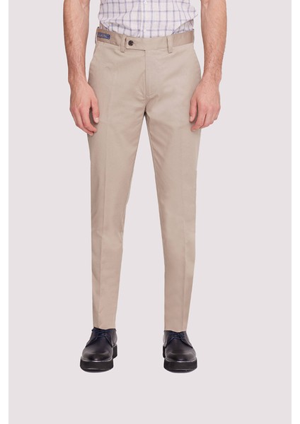 Erkek Bej Kanvas Spor Refular Fit Pantolon