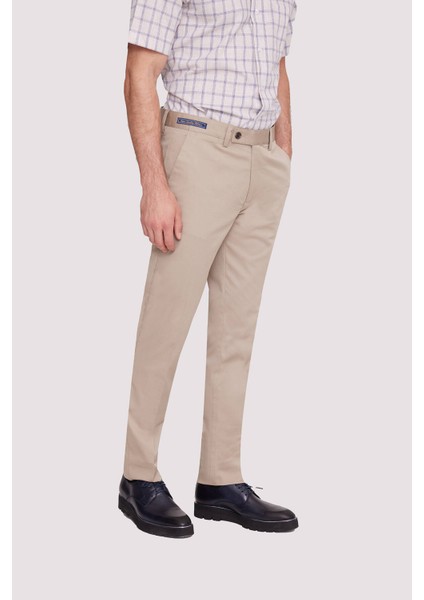 Erkek Bej Kanvas Spor Refular Fit Pantolon