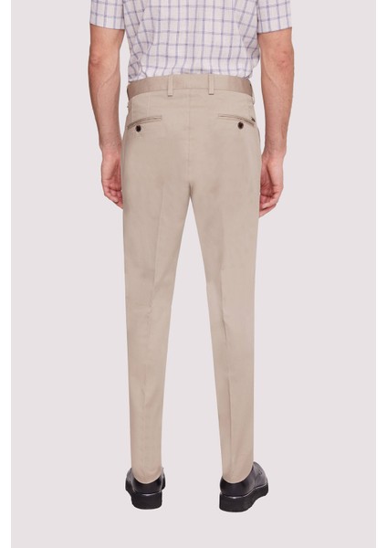 Erkek Bej Kanvas Spor Refular Fit Pantolon