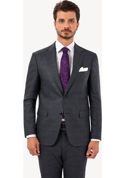 Erkek Gri Slim Fit Mono Yaka Takım Elbise modelleri