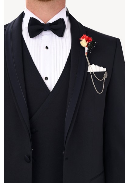Erkek Lacivert Slim Fit Yelekli Damatlık fırsatları