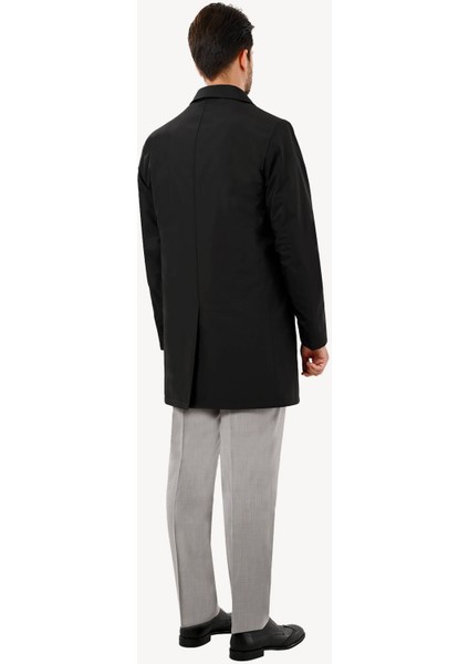 Erkek Siyah Regular Fit Pardesü İçi Çıkmalı