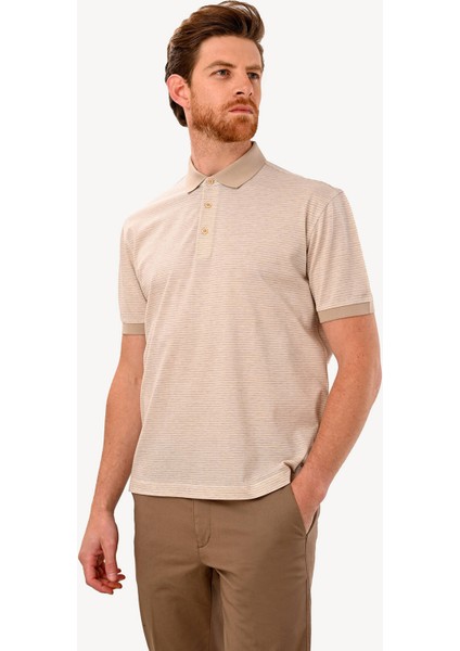 Erkek Bej Regular Fit Polo Yaka Desenli Tshirt fiyatları