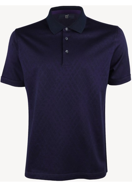 Erkek Mor Desenli Regular Fit Polo Yaka Tshirt