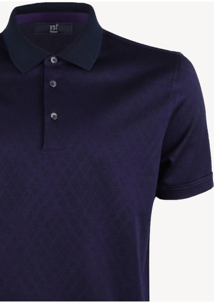 Erkek Mor Desenli Regular Fit Polo Yaka Tshirt fiyatları