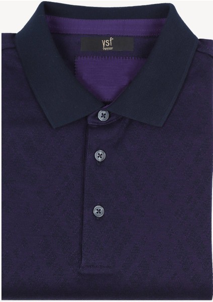 Erkek Mor Desenli Regular Fit Polo Yaka Tshirt modelleri