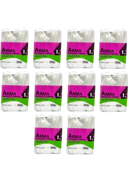 Naksan Arma Şeffaf Naylon 3 Lük 25X42 Cm. Bakkaliye Poşeti Torbası - 1 Kg. - Ort. 140 Adet - 10 Paket