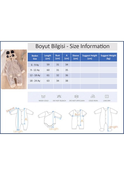 Panda Figürlü Kuzu Welsoft Erkek Bebek Kışlık Tulum
