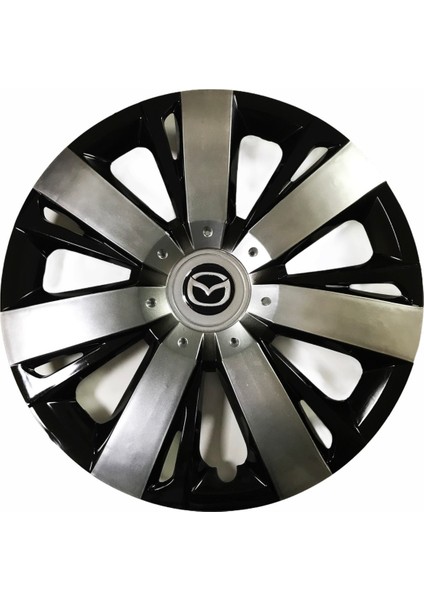 Mazda Premacy Uyumlu 15 Inç Piano Black Siyah Beyaz Renkli Jant Kapağı 4 Adet