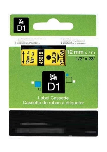 HPZR Dymo 45018 Sarı Üzerine Siyah Muadil Etiket
