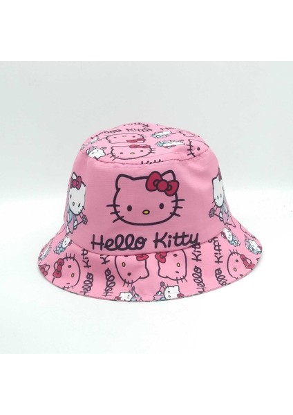 Kız Çocuk Hello Kitty Balıkçı Kova Güneş Şapkası Seyahat, Yürüyüş, Kamp, Piknik, Tekne, Kumsalda