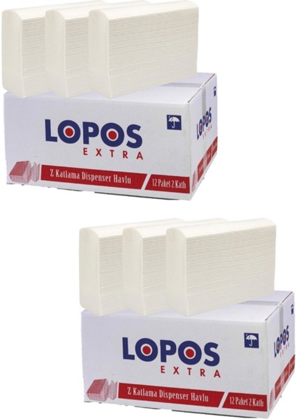 Z Katlama Dispenser Havlu 12'li x 2 Koli 24 Paket Set 3120 Adet