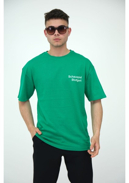 Erkek Oversize Bisiklet Yaka Basic Kısa Kollu Yazı Baskılı T-Shirt fiyatları