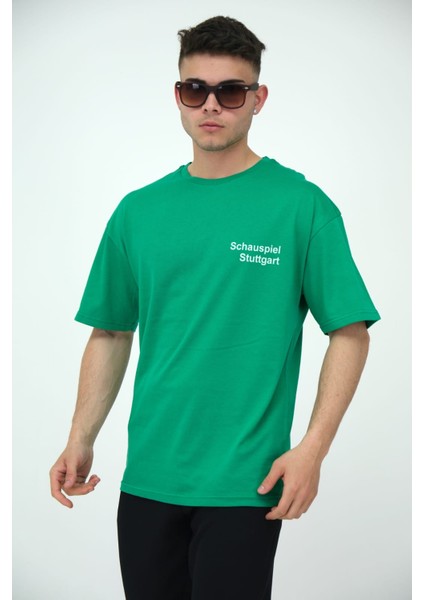 Erkek Oversize Bisiklet Yaka Basic Kısa Kollu Yazı Baskılı T-Shirt modelleri