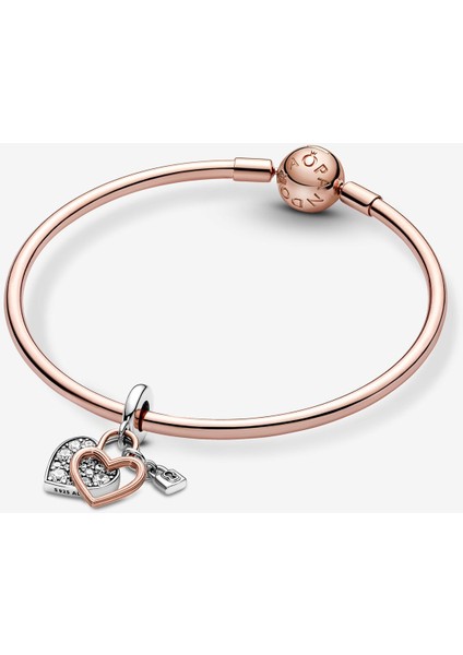 780087C01-KALP ve Kilit Çift Sallantılı Charm
